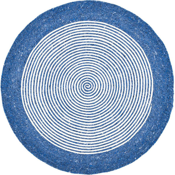 Breakwater Bay Handmade Hand Braided Wool Navy/Ivory Rug Wayfair